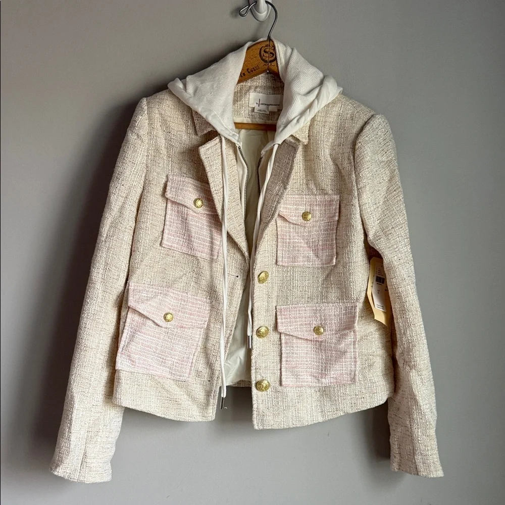 NEW By Anthropologie Tweed Patch Pocket Dickie Jacket Small - Picture 2 of 12